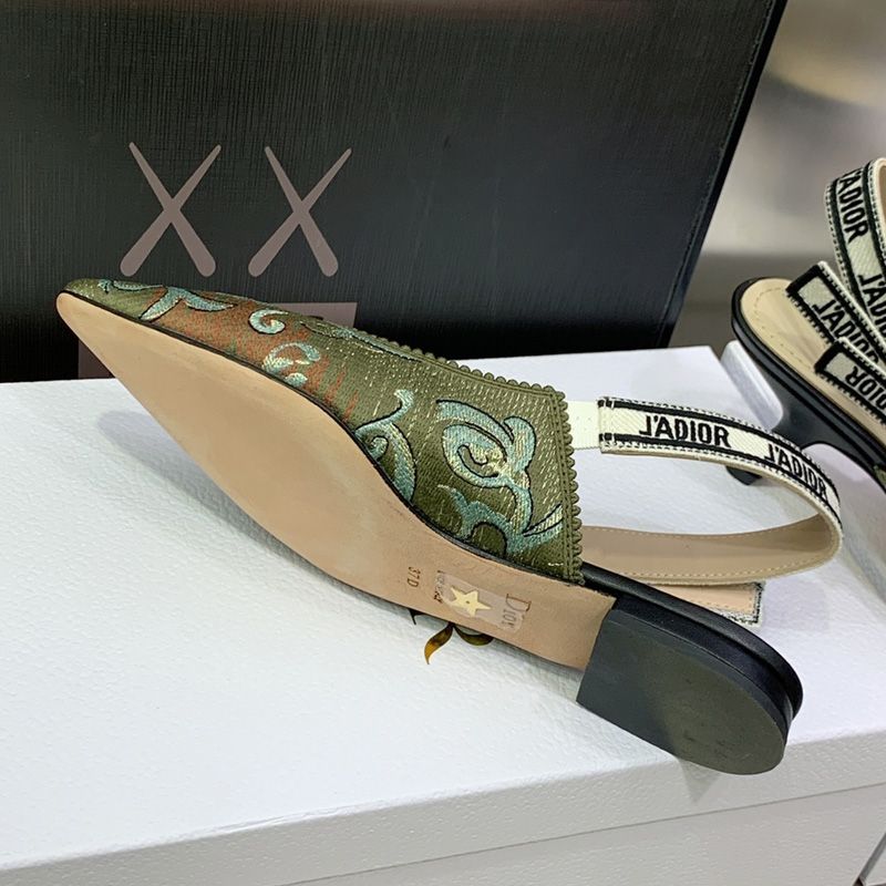 J'Adior Slingback Pumps Women Brocart Motif Canvas Green - Image 5