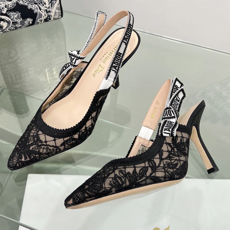 J'Adior Slingback Pumps Women Butterfly Motif Transparent Mesh Black - Image 2