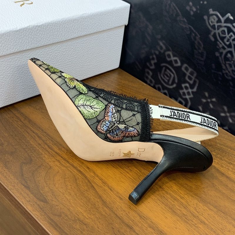 J'Adior Slingback Pumps Women Butterfly Motif Transparent Mesh Black/Yellow - Image 3