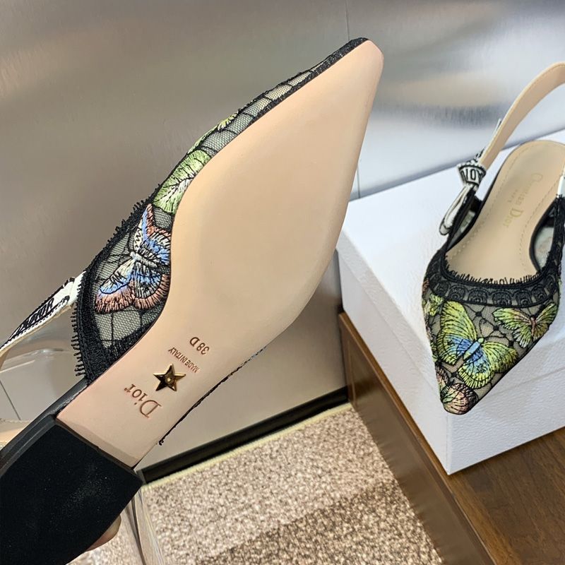 J'Adior Slingback Pumps Women Butterfly Motif Transparent Mesh Black/Yellow - Image 7