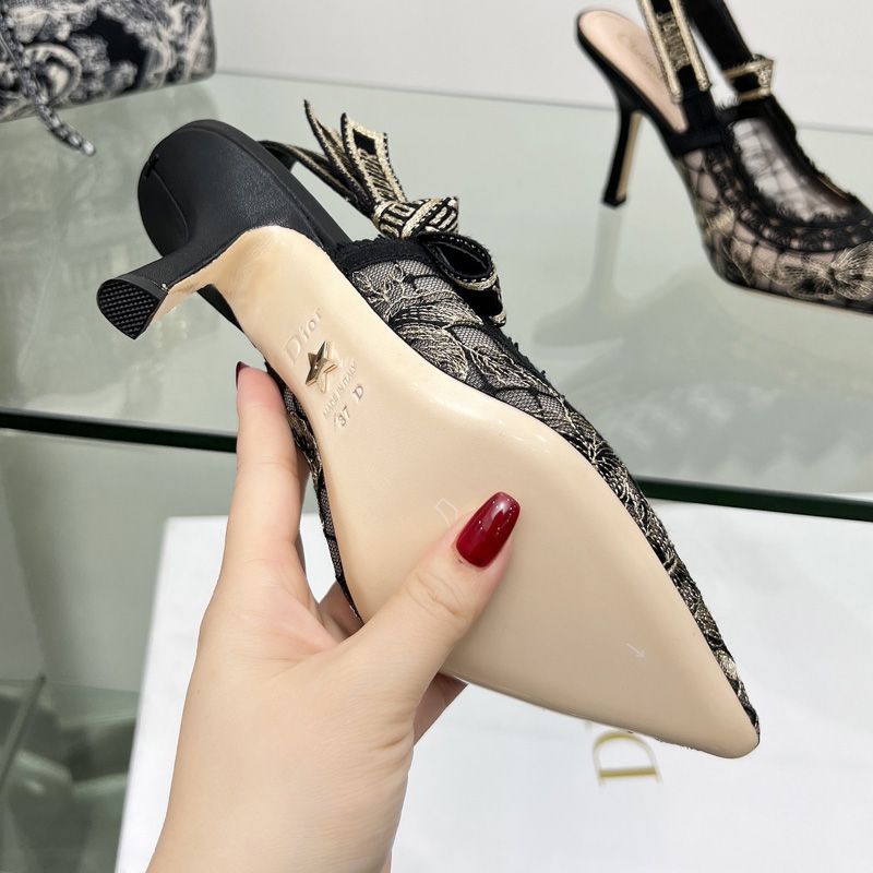 J'Adior Slingback Pumps Women Butterfly Motif Transparent Mesh Grey - Image 2