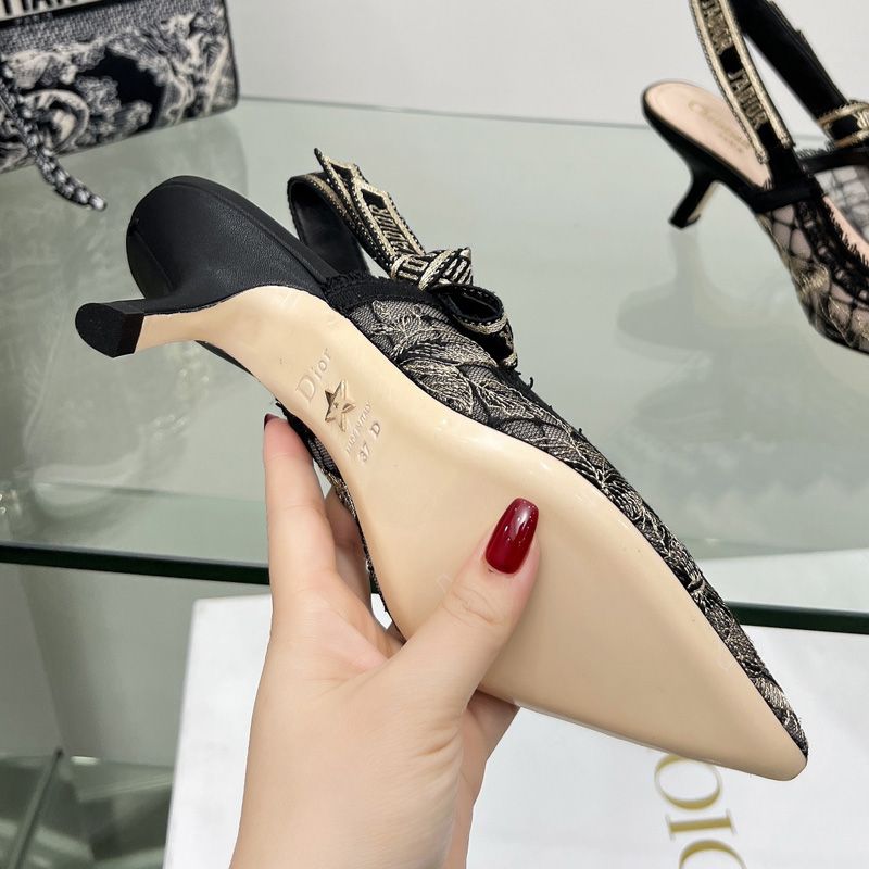 J'Adior Slingback Pumps Women Butterfly Motif Transparent Mesh Grey - Image 4