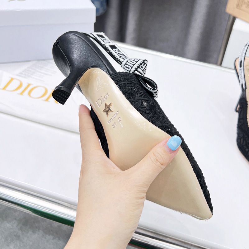 J'Adior Slingback Pumps Women D-Lace Motif Macrame Black - Image 3