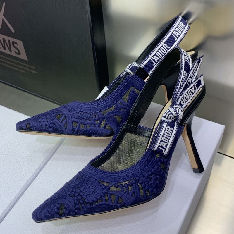 J'Adior Slingback Pumps Women D-Lace Motif Macrame Blue - Image 2