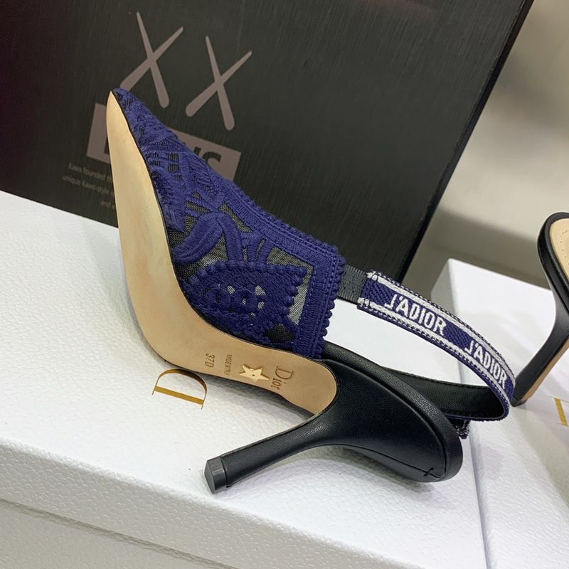 J'Adior Slingback Pumps Women D-Lace Motif Macrame Blue - Image 3