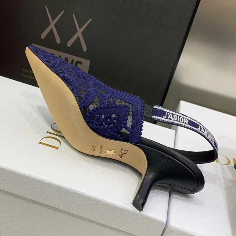 J'Adior Slingback Pumps Women D-Lace Motif Macrame Blue - Image 5