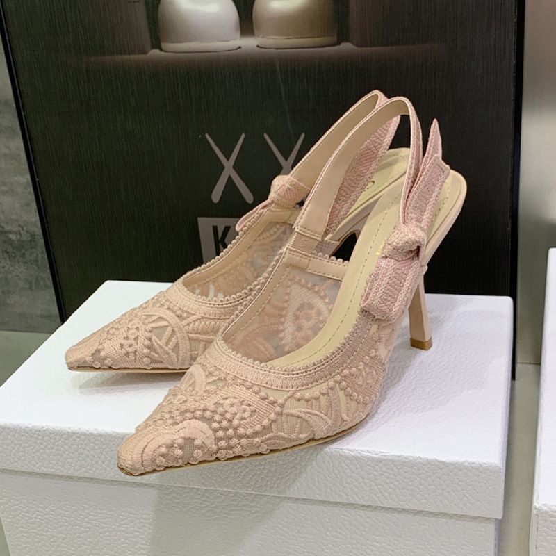 J'Adior Slingback Pumps Women D-Lace Motif Macrame Cherry - Image 2