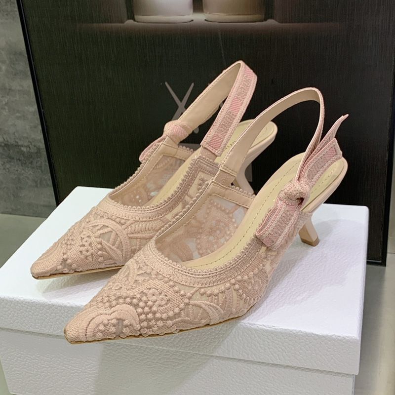 J'Adior Slingback Pumps Women D-Lace Motif Macrame Cherry - Image 4