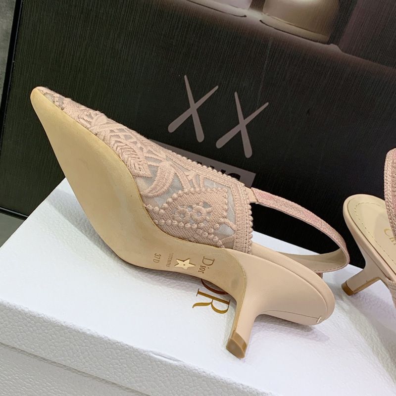 J'Adior Slingback Pumps Women D-Lace Motif Macrame Cherry - Image 5
