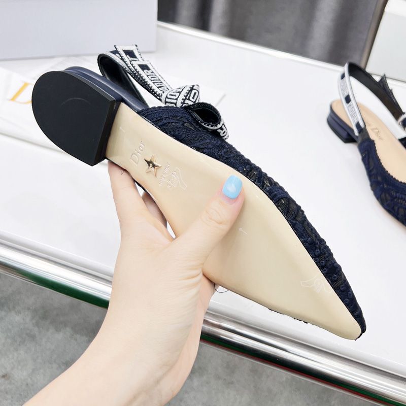 J'Adior Slingback Pumps Women D-Lace Motif Macrame Navy Blue - Image 7