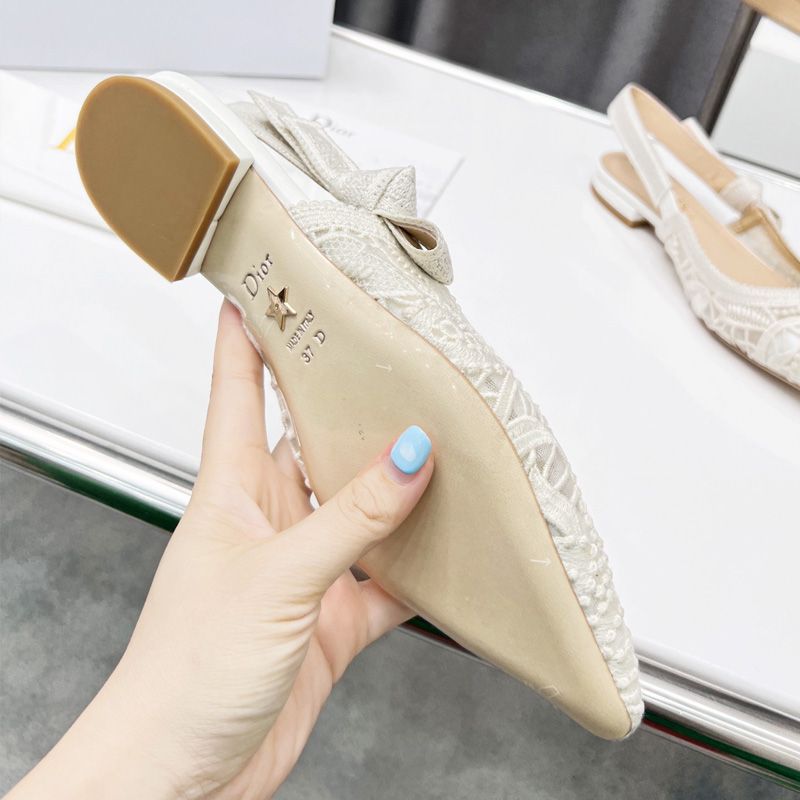 J'Adior Slingback Pumps Women D-Lace Motif Macrame White - Image 6