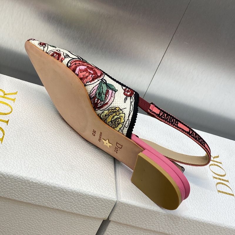J'Adior Slingback Pumps Women Florilegio Motif Canvas White/Pink - Image 6