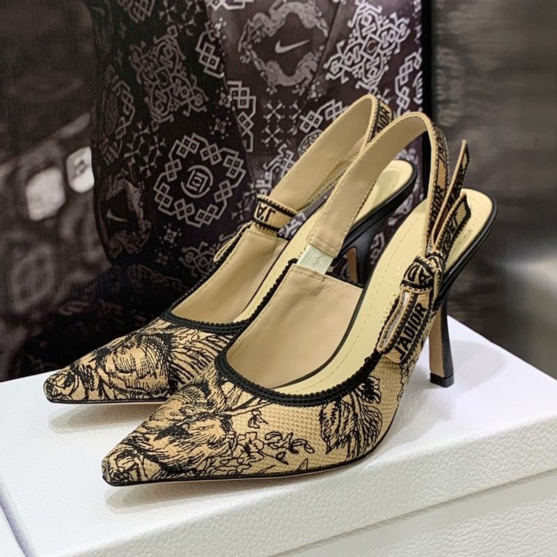 J'Adior Slingback Pumps Women Jardin d'Hiver Motif Canvas Beige - Image 2