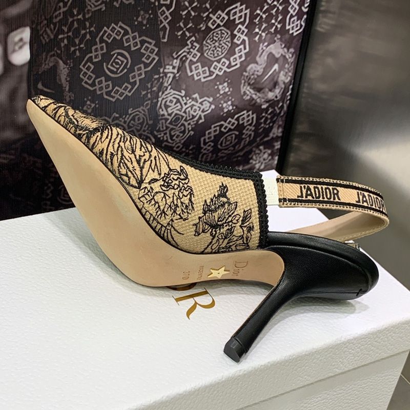 J'Adior Slingback Pumps Women Jardin d'Hiver Motif Canvas Beige - Image 3