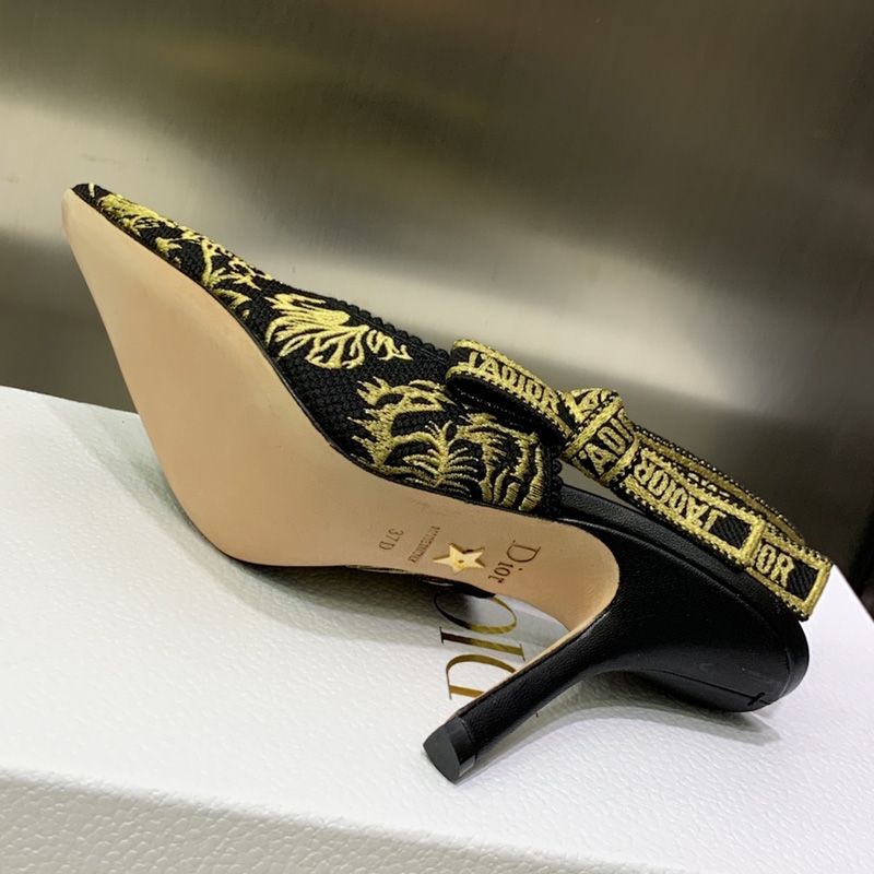 J'Adior Slingback Pumps Women Jardin d'Hiver Motif Canvas Black - Image 3