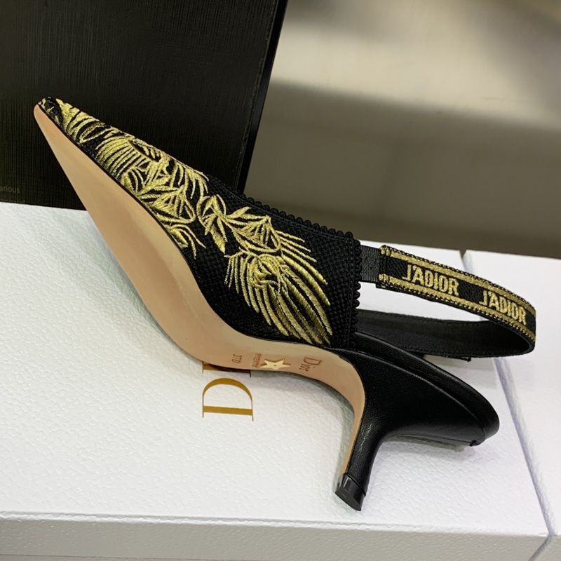 J'Adior Slingback Pumps Women Jardin d'Hiver Motif Canvas Black - Image 5