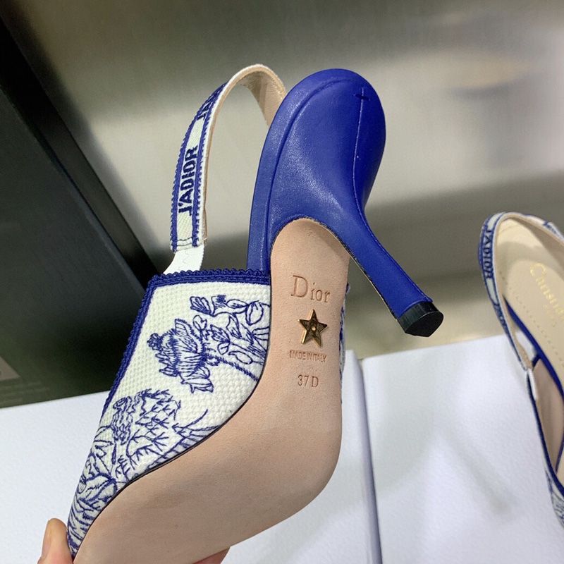 J'Adior Slingback Pumps Women Jardin d'Hiver Motif Canvas Blue - Image 3