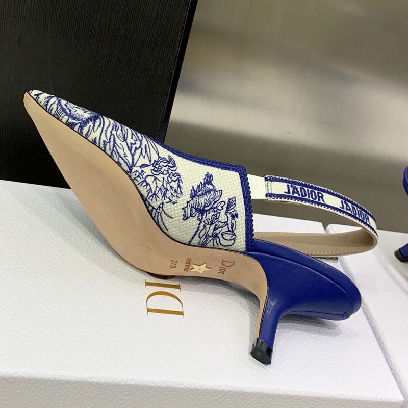 J'Adior Slingback Pumps Women Jardin d'Hiver Motif Canvas Blue - Image 5