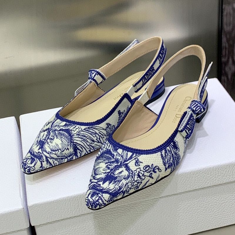 J'Adior Slingback Pumps Women Jardin d'Hiver Motif Canvas Blue - Image 6