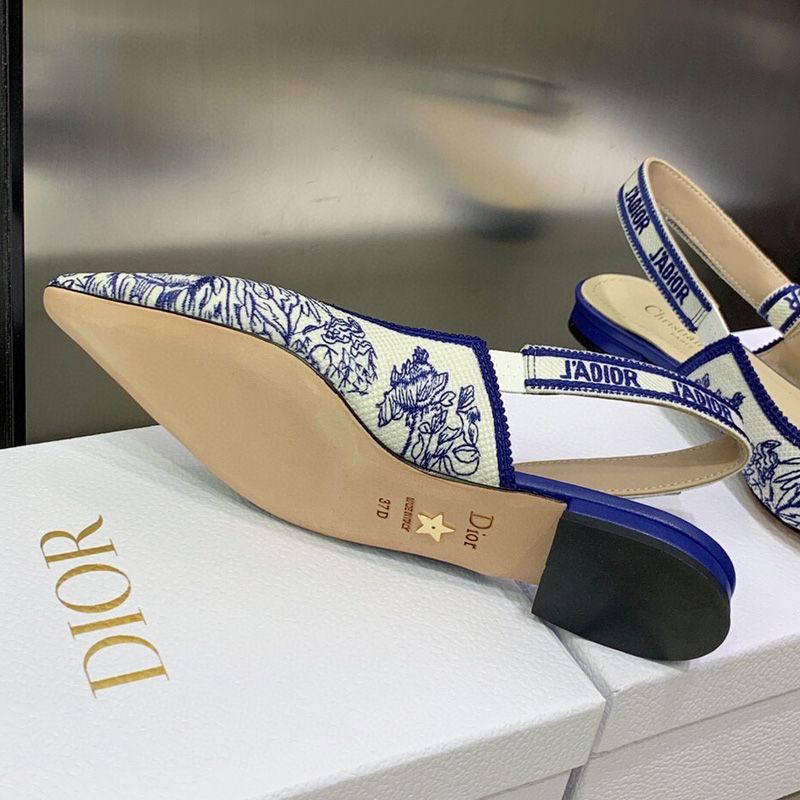 J'Adior Slingback Pumps Women Jardin d'Hiver Motif Canvas Blue - Image 7