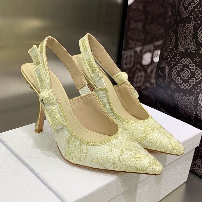 J'Adior Slingback Pumps Women Jardin d'Hiver Motif Canvas Gold - Image 2