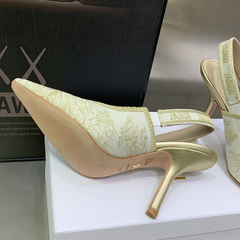 J'Adior Slingback Pumps Women Jardin d'Hiver Motif Canvas Gold - Image 3