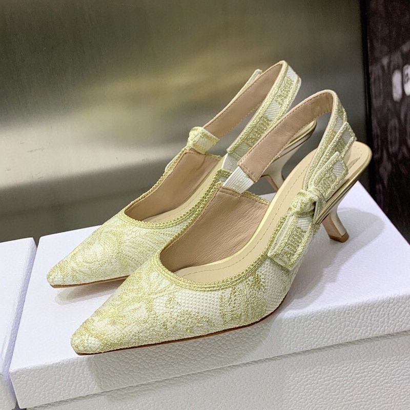 J'Adior Slingback Pumps Women Jardin d'Hiver Motif Canvas Gold - Image 4