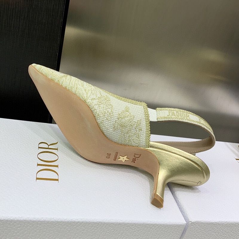 J'Adior Slingback Pumps Women Jardin d'Hiver Motif Canvas Gold - Image 5