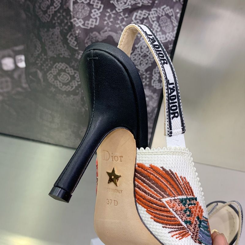 J'Adior Slingback Pumps Women Jardin d'Hiver Motif Canvas White - Image 3