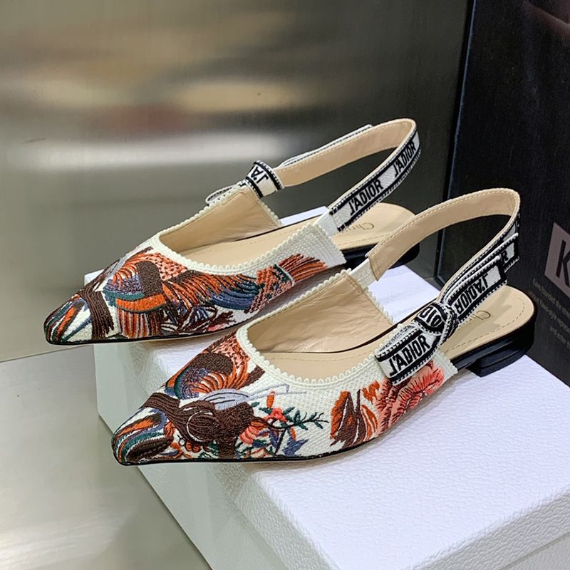 J'Adior Slingback Pumps Women Jardin d'Hiver Motif Canvas White - Image 6