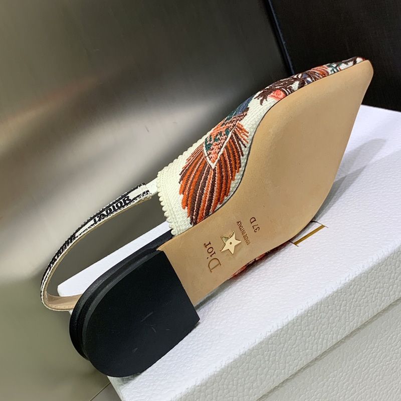 J'Adior Slingback Pumps Women Jardin d'Hiver Motif Canvas White - Image 7