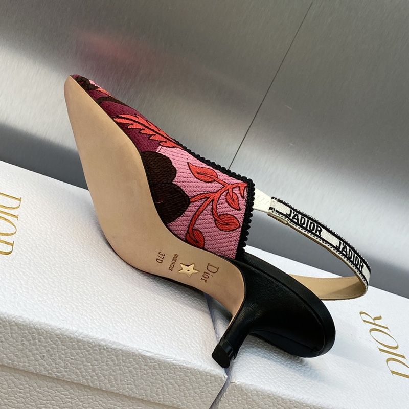J'Adior Slingback Pumps Women Jardin Indien Motif Canvas Red - Image 4