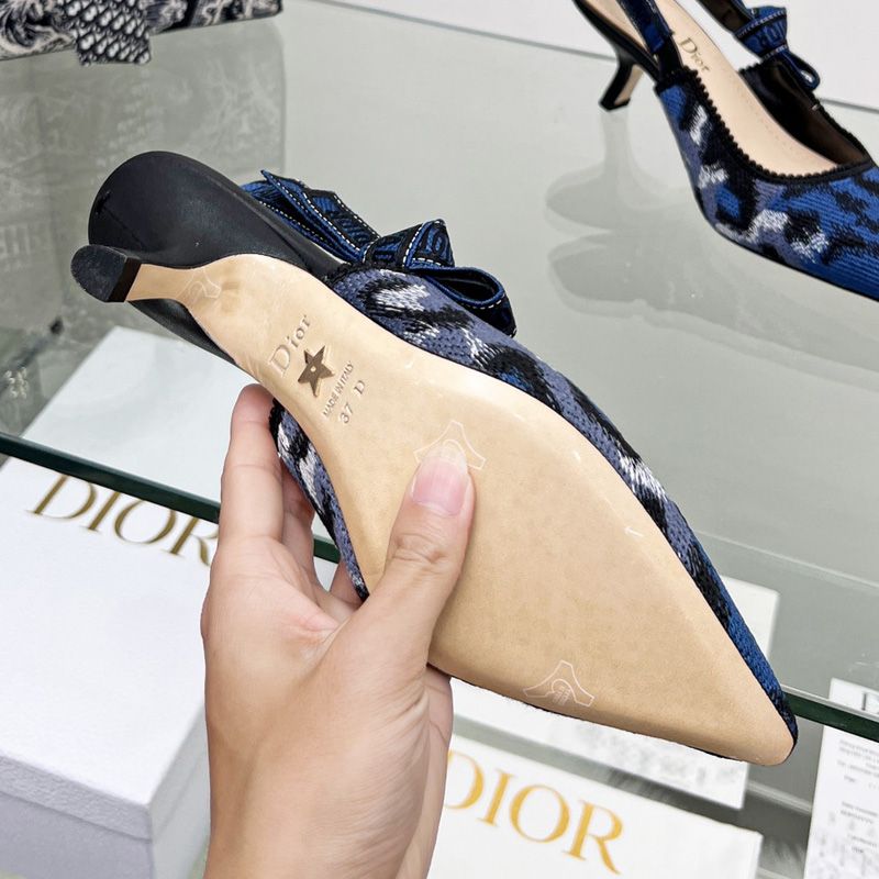 J'Adior Slingback Pumps Women Mizza Motif Canvas Blue - Image 5