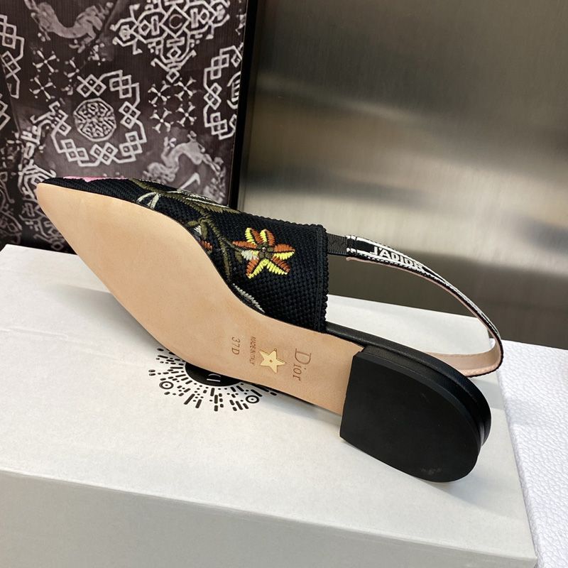 J'Adior Slingback Pumps Women Petites Fleurs Motif Canvas Black - Image 7