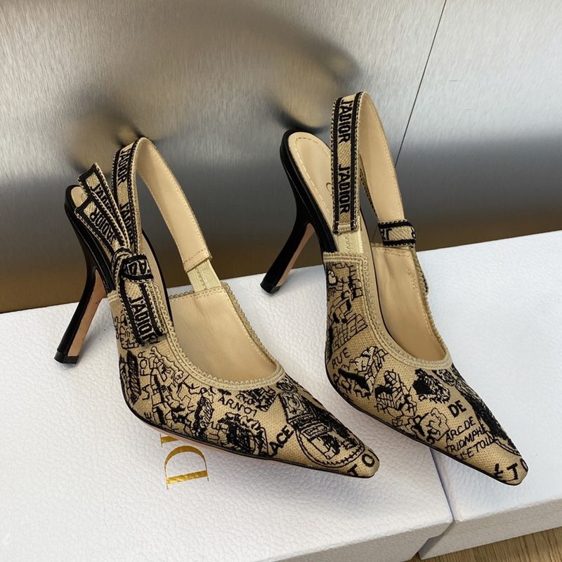 J'Adior Slingback Pumps Women Plan de Paris Motif Canvas Beige - Image 2