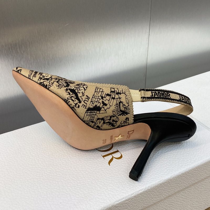 J'Adior Slingback Pumps Women Plan de Paris Motif Canvas Beige - Image 3
