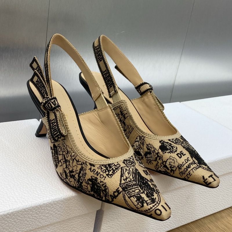 J'Adior Slingback Pumps Women Plan de Paris Motif Canvas Beige - Image 4