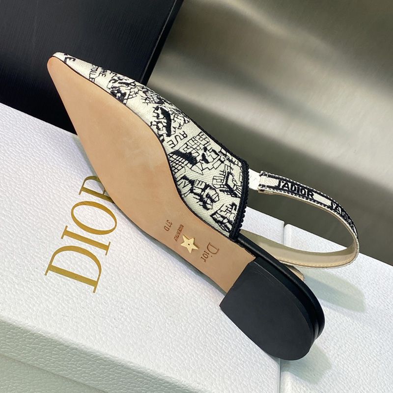 J'Adior Slingback Pumps Women Plan de Paris Motif Canvas White - Image 7