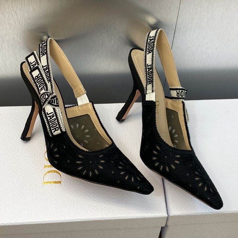 J'Adior Slingback Pumps Women Saint-Gall Floral Motif Mesh Black - Image 2