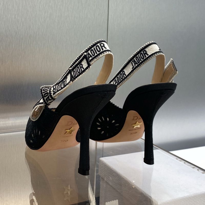 J'Adior Slingback Pumps Women Saint-Gall Floral Motif Mesh Black - Image 3