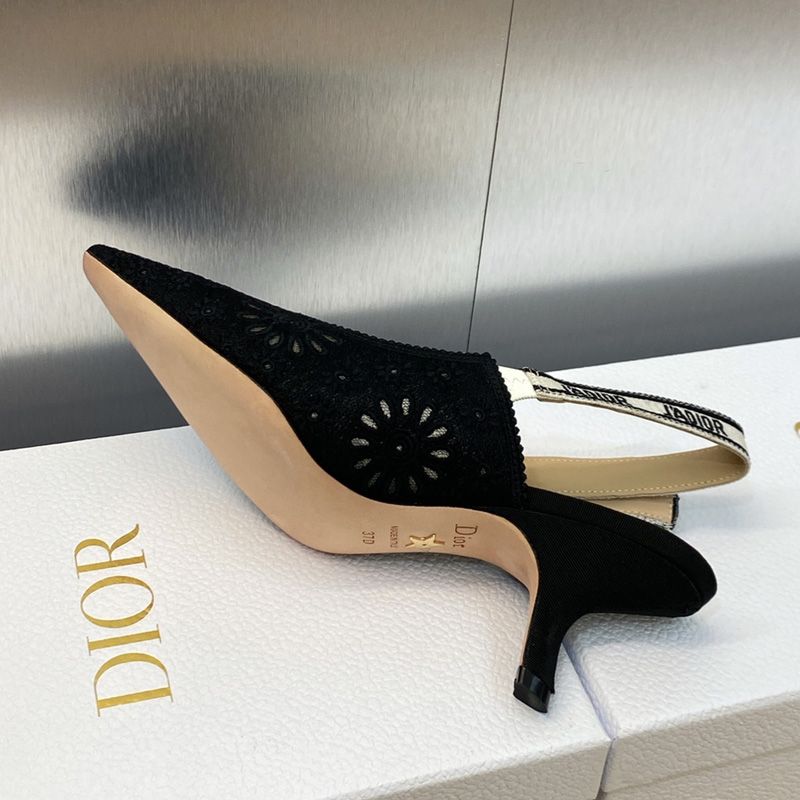 J'Adior Slingback Pumps Women Saint-Gall Floral Motif Mesh Black - Image 5