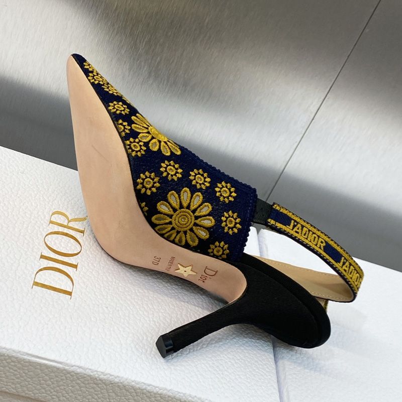 J'Adior Slingback Pumps Women Saint-Gall Floral Motif Mesh Blue/Gold - Image 3