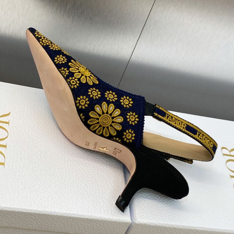 J'Adior Slingback Pumps Women Saint-Gall Floral Motif Mesh Blue/Gold - Image 5