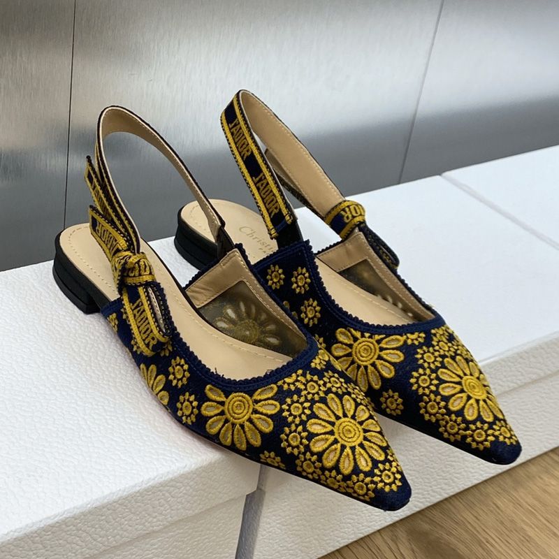 J'Adior Slingback Pumps Women Saint-Gall Floral Motif Mesh Blue/Gold - Image 6