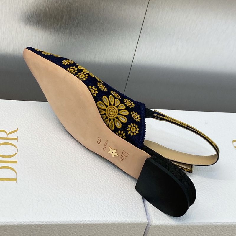 J'Adior Slingback Pumps Women Saint-Gall Floral Motif Mesh Blue/Gold - Image 7