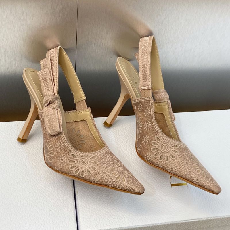 J'Adior Slingback Pumps Women Saint-Gall Floral Motif Mesh Pink - Image 2