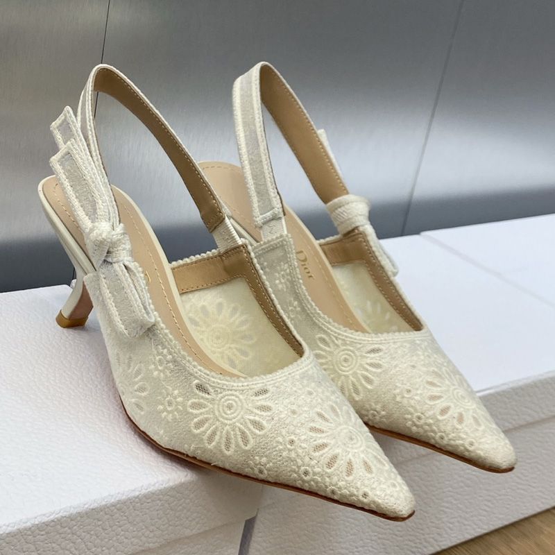 J'Adior Slingback Pumps Women Saint-Gall Floral Motif Mesh White - Image 4
