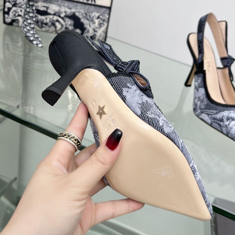 J'Adior Slingback Pumps Women Toile de Jouy Sauvage Motif Canvas Black/Grey - Image 3