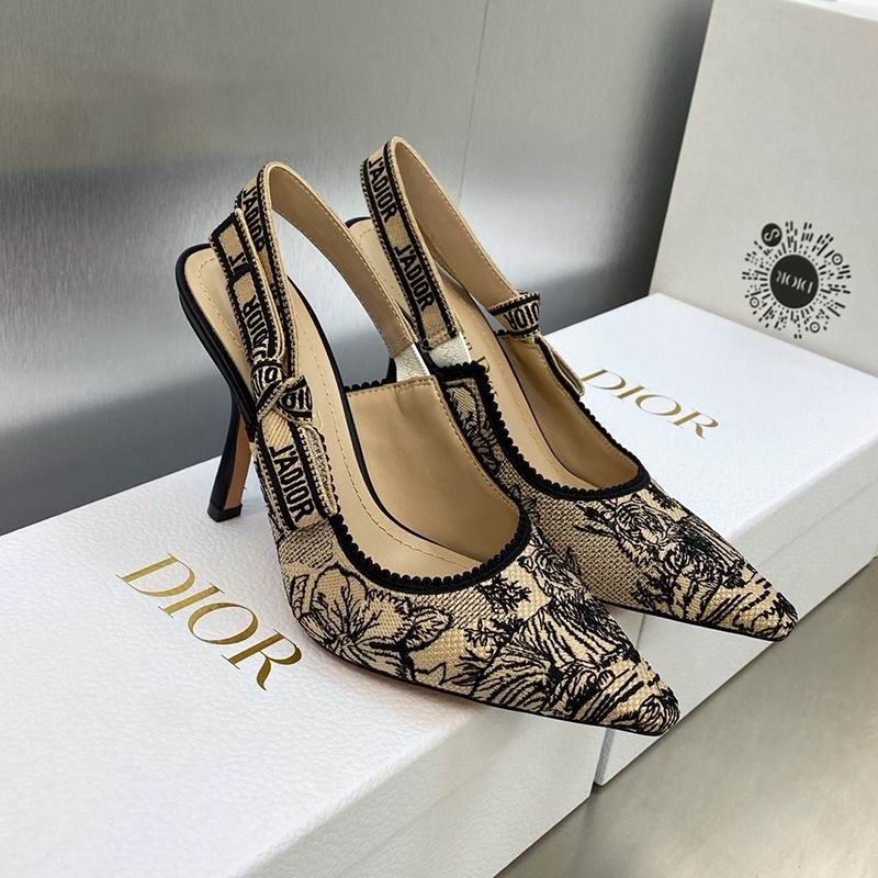 J'Adior Slingback Pumps Women Toile de Jouy Voyage Motif Canvas Beige - Image 2