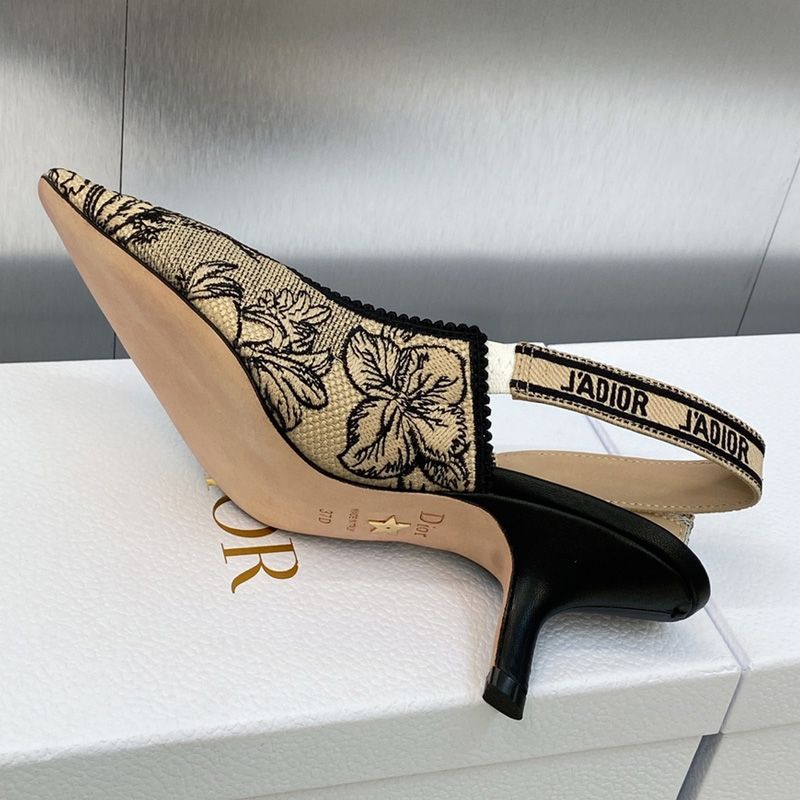 J'Adior Slingback Pumps Women Toile de Jouy Voyage Motif Canvas Beige - Image 5